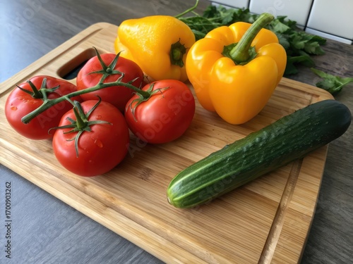 fresh vegetables on wooden table