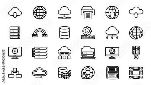 Cloud computing network database server connection technology global internet data generated with generative ai