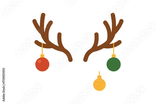 Cute reindeer antlers with festive christmas ornaments decoration