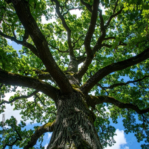 Lush canopy of a mature oak tree