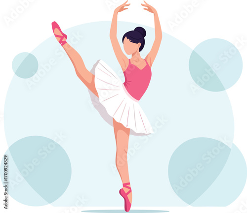 Graceful ballerina performing a classic ballet arabesque pose.