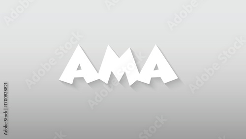 This graphic design presents the acronym 'AMA' with a sharp, energetic, and unapologetically modern edge. The custom typography is highly stylized, featuring bold, white letters with jagged, crystalli