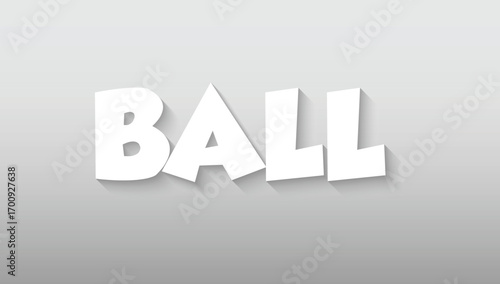 Embodying a sense of fun and motion, this graphic design brings the word 'BALL' to life through playful typography. Each chunky, white letter is tilted at a whimsical angle, creating a dynamic, bouncy