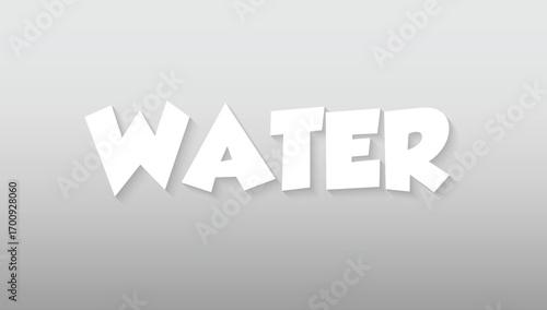 This graphic piece captures the essential, life-giving nature of "WATER" with a typographic style that is fresh, fluid, and full of energy. The letters, rendered in a clean, pure white, are crafted fr