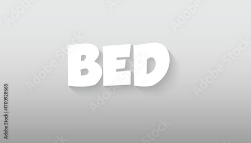 This graphic piece perfectly captures the essence of comfort and tranquility, presenting the word "BED" with a soft, gentle, and deeply inviting typographic style. The letters, rendered in a clean, so
