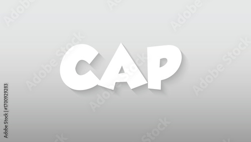 his graphic piece perfectly captures the casual, sporty, and stylish essence of the word "CAP" with a fun and dynamic typographic design. The letters, rendered in a clean, crisp white, are crafted fro