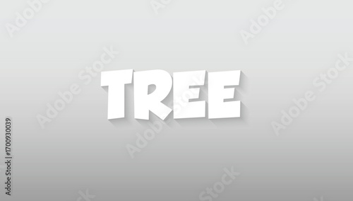 This graphic piece provides a strong yet playful representation of the word "TREE," using a typographic style that perfectly balances stability with organic life. The letters, rendered in a solid, cle