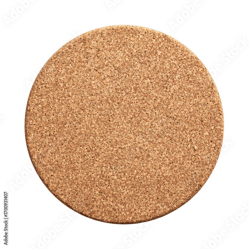 Close-up of a circular cork coaster