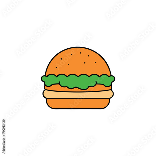 Delicious chicken burger with spicy mayo and crunchy lettuce illustration