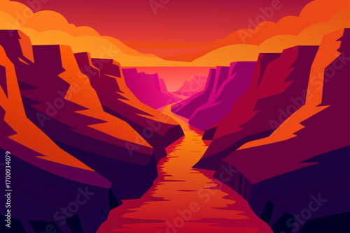 Red sunset or sunrise landscape over mountains and rocks in a canyon or park sky nature scenic outdoor travel