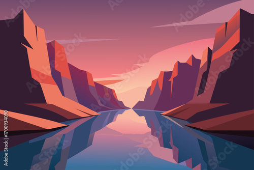 Dramatic view of sunrise or sunset over the mountain landscape with vibrant red and orange clouds filling the sky