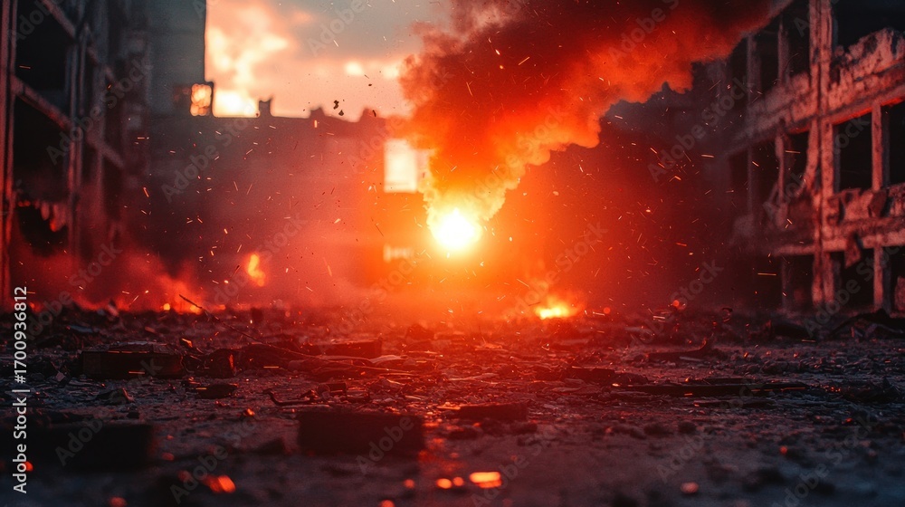 Obraz premium Urban destruction aftermath