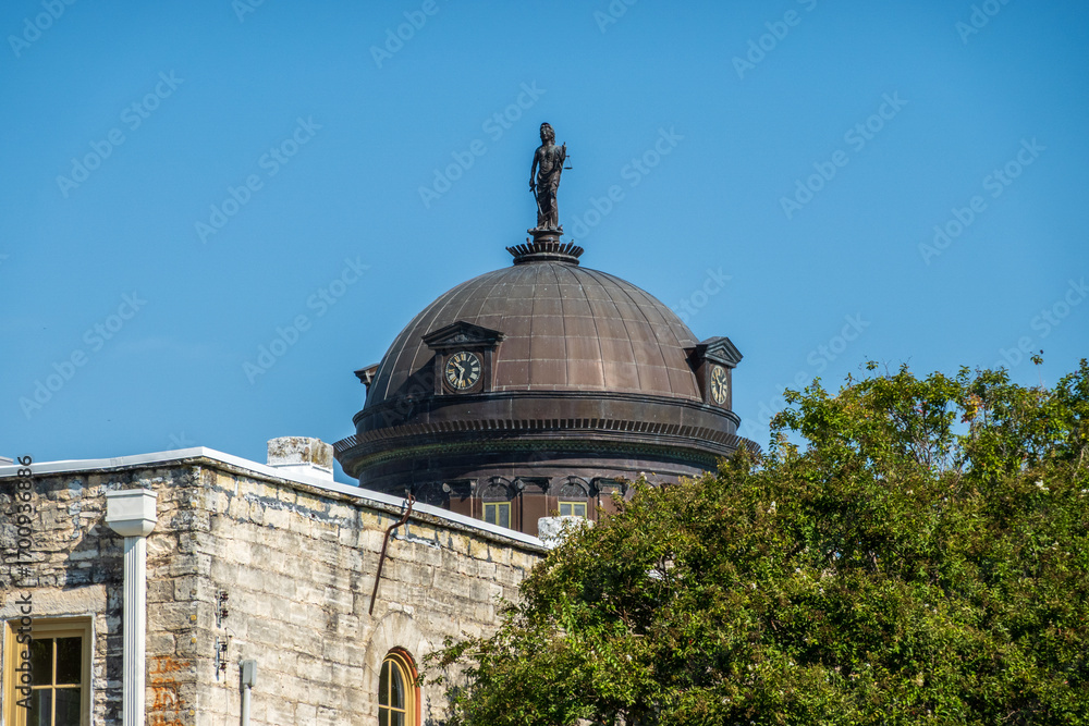 Fototapeta premium Detail of roof of the historic Georgetown Court House in the town square in Texas on sunny summer day