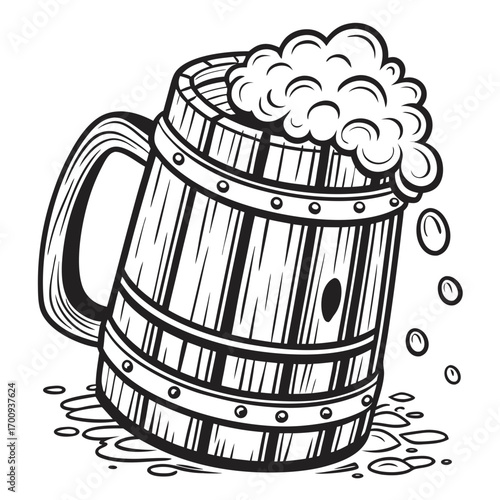 mug of beer on wooden background
