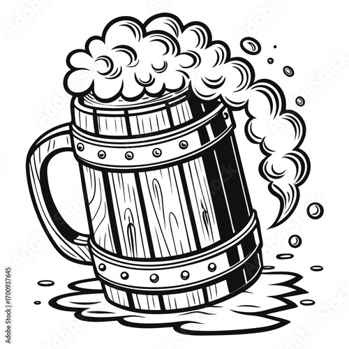 A vintage vector illustration of a cold beer mug with foam is the perfect design icon for any pub or party