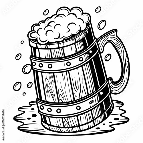 Vector illustration of a beer mug with a foamy head, a symbol of celebration and fun at a pub or party
