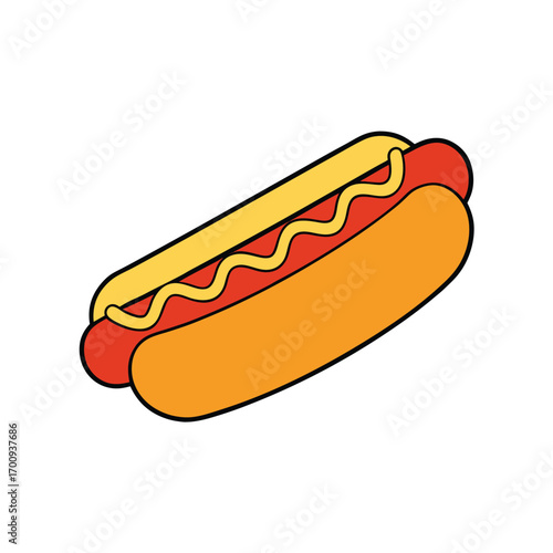 Classic hot dog with mustard and relish vector illustration