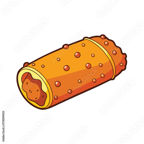 Crusty roll with meatballs and melted cheese illustration
