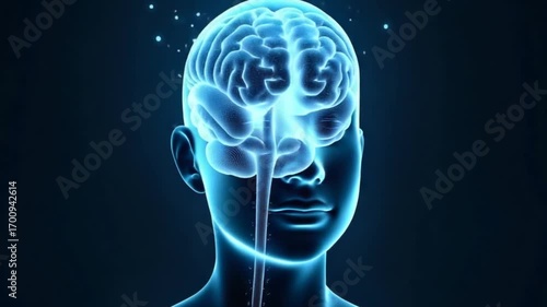 Digital brain human AI 3D virtual thinking modern lab research imagination creativity skill technology intelligence idea innovation concept mind medicine health office business tech