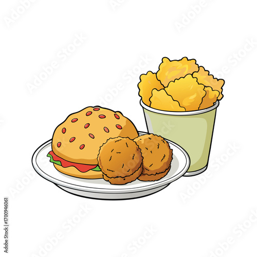Delicious fried chicken meal with creamy coleslaw and fluffy biscuit