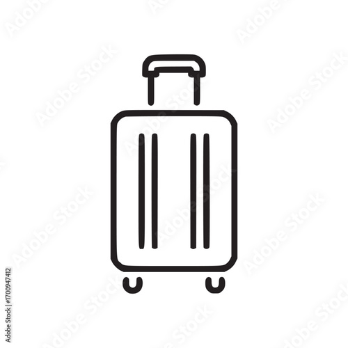 Vector art of suitcase icon minimalist line art vector of a suitcase with wheels and a handle, representing travel, luggage, baggage, and personal belongings for trips and vacations