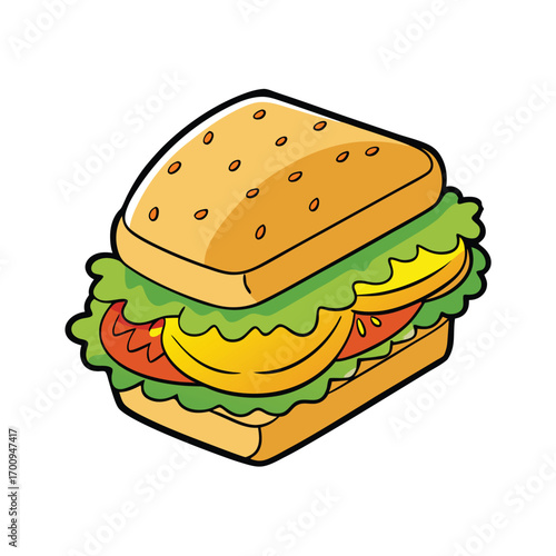 Golden chicken cutlet sandwich with fresh lettuce