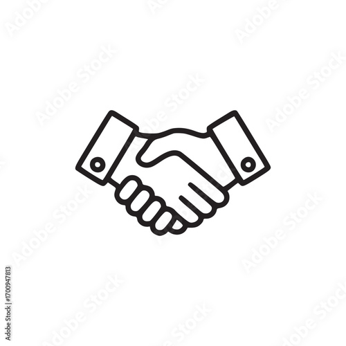 Vector art of a simple line drawing of a handshake, this minimalist illustration represents agreement, partnership, and business deal in a clean and modern style