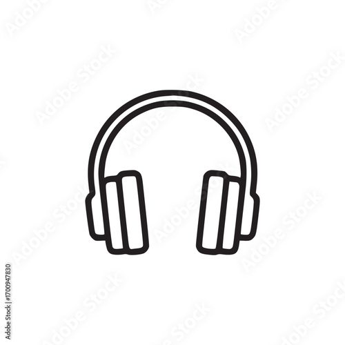 Vector art of a simple line drawing of a headphone, this minimalist illustration represents music, audio, and sound in a clean and modern style