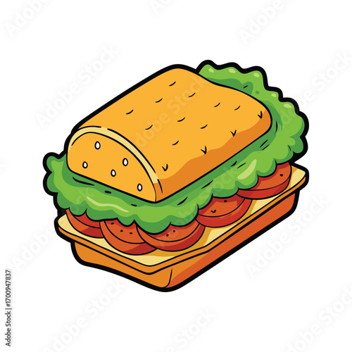 Golden chicken cutlet sandwich with lettuce on white bun