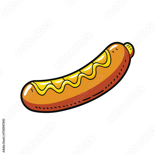 Grilled bratwurst sausage with mustard illustration