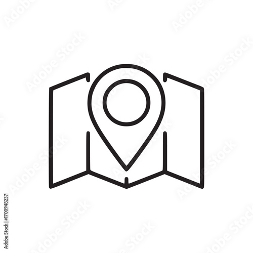 Illustration of a location pin on a map icon ideal for travel, navigation, or business related designs clean and modern line art for easy integration into any project