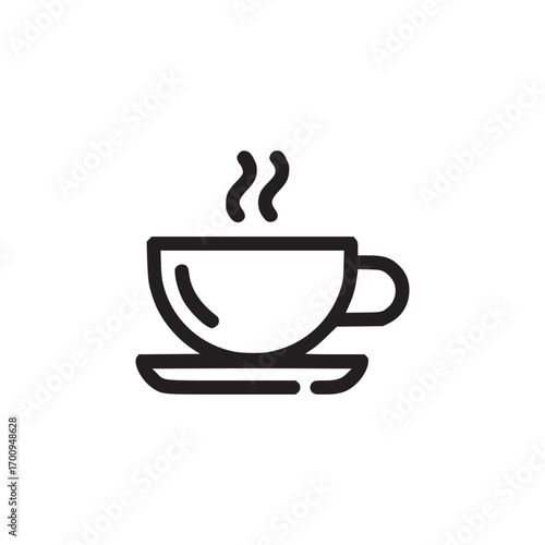Illustration of a cup of coffee with steam, perfect for cafe menus, coffee shop branding, or minimalist design projects, conveying warmth and simplicity