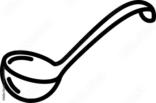 Ladle soup spoon outline icon vector

