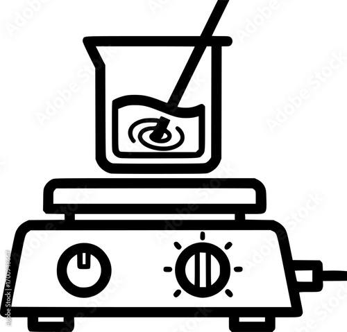 Magnetic stirrer hot plate outline icon vector
