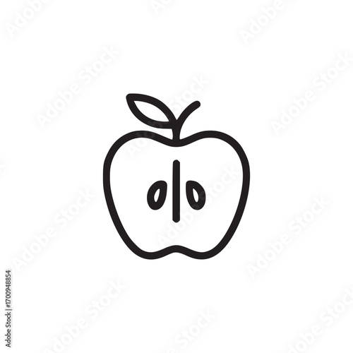Illustration of an apple with a percentage sign inside, this simple, minimalist design is perfect for representing discounts, sales, or healthy eating promotions