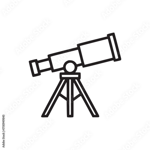 Illustration of a telescope the telescope is depicted in a simple, minimalist style, with clean lines and a clear outline, making it easily recognizable and versatile for various design purposes