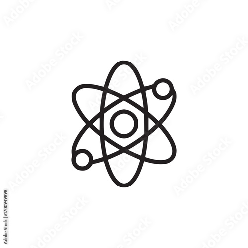 Vector art of atom icon a simple black outline of an atom, representing the basic unit of matter, used in science, chemistry, and physics, providing a clear and concise visual representation