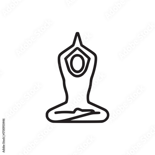 Illustration of a yoga pose the design is minimalist and features a clean, black outline against a white backdrop, making it ideal for various applications