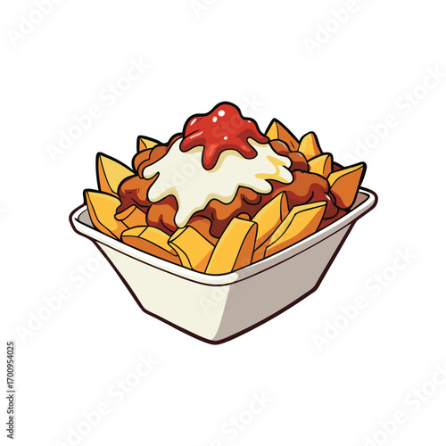 Loaded nacho fries with beef cheese and sour cream advertisement banner