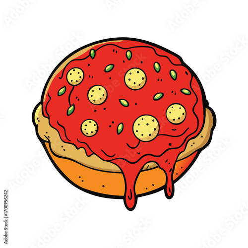 Delicious meatball pizza with bubbling cheese and red sauce