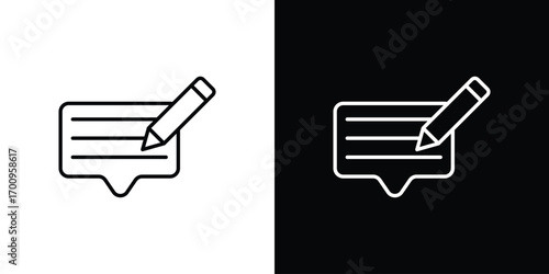 Write comment icon logo black vector. suitable for any business website designs