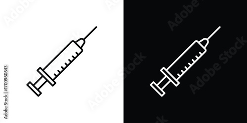 Syringe icon logo black vector. suitable for any business website designs