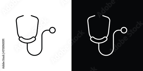 Stethoscope icon logo black vector. suitable for any business website designs