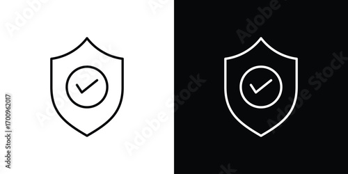 Shield check icon logo black vector. suitable for any business website designs