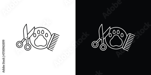 Pet grooming icon logo black vector. suitable for any business website designs