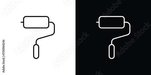 Paint roller icon logo black vector. suitable for any business website designs