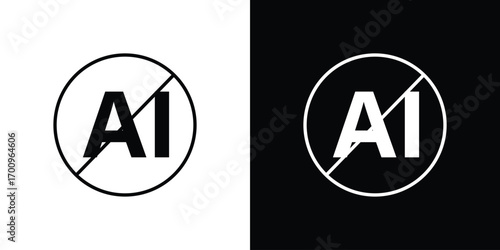No ai sign icon logo black vector. suitable for any business website designs