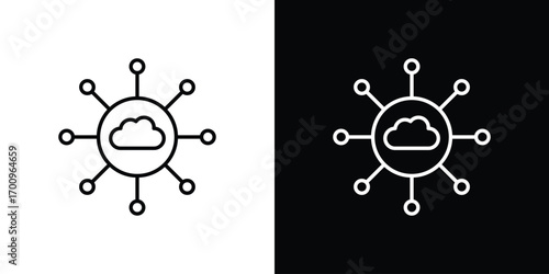 Network cloud icon logo black vector. suitable for any business website designs