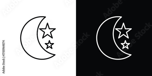 Moon stars icon logo black vector. suitable for any business website designs
