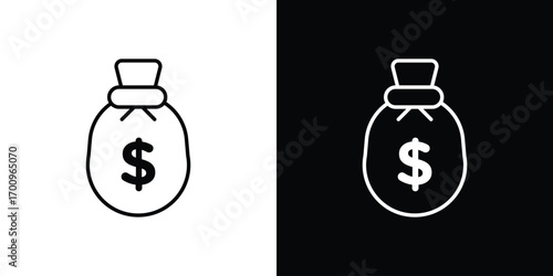 Money bag icon logo black vector. suitable for any business website designs